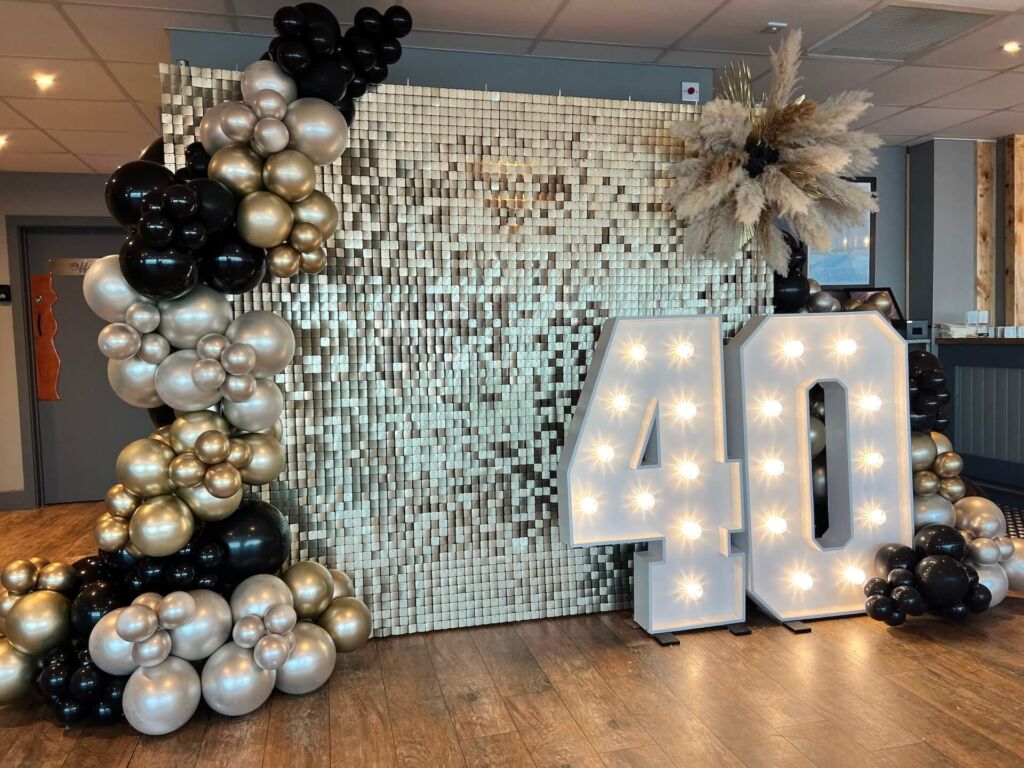 40th birthday with shimmer wall