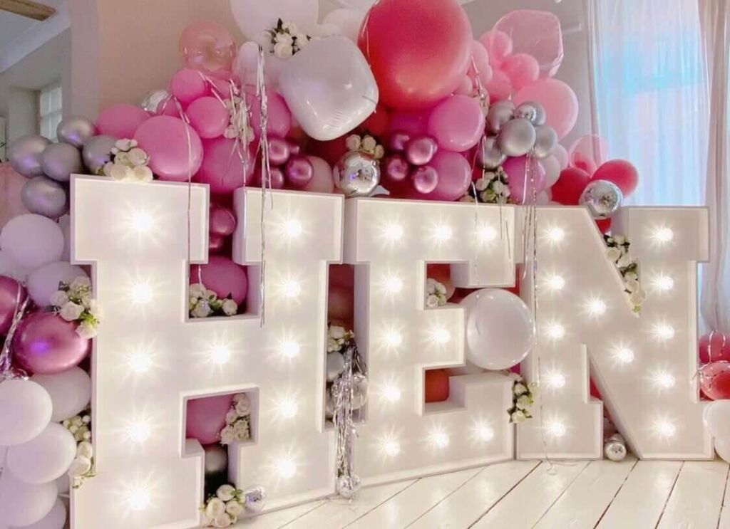 hen party light up letters